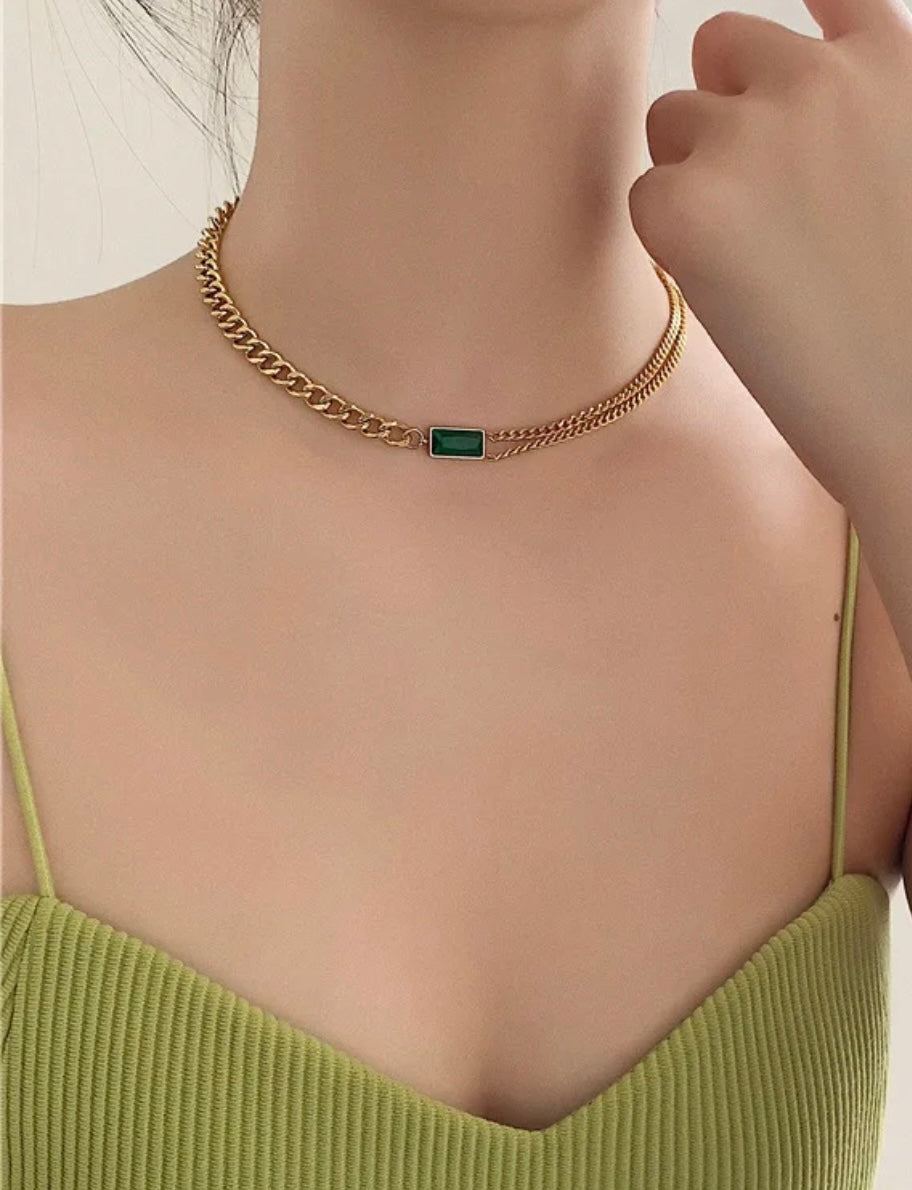 Green stone necklace